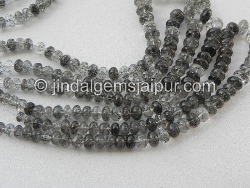 Black Rutile Plain Roundelle Shape Beads